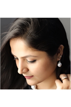 Moonstone Silver Pearl Drop Earrings