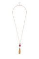 Cherry Crush Druzy Stone Red Pendant Tassel Necklace