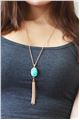 Jamaica Bay Druzy Stone Blue Pendant Tassel Necklace