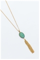 Jamaica Bay Druzy Stone Blue Pendant Tassel Necklace