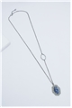Neptune Pave Blue Stone Diamante Pendant Necklace