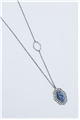 Neptune Pave Blue Stone Diamante Pendant Necklace