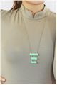 Aqua Skyline Turquoise Marble Bars Pendant Necklace