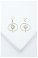 Saturn Moon Marbled White Stone Hoop Earrings