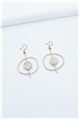 Saturn Moon Marbled White Stone Hoop Earrings