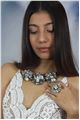 Celine Crystal Cluster Collar Statement Necklace