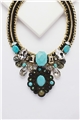 Aquamarine Stone Charms Bib Necklace