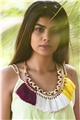 Yellow White Magenta Braided Thread Tassel Necklace