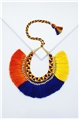 Yellow Blue Orange Braided Thread Tassel Necklace