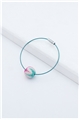 Pink Green Thread Ball Wire Bracelet