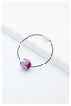 Pink Grey Thread Ball Wire Bracelet