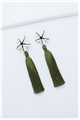 Olive Green Shell Tassel Earrings
