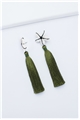 Olive Green Shell Tassel Earrings