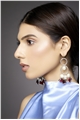 Red Silver Glass Pearl Drop Earrings