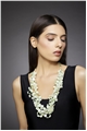 Mother Of Pearl Button Green Tassel Necklace