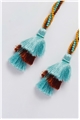 Multi-Way Blue Yellow Orange Tassel Glass Bead Open Necklace