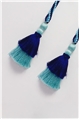 Multi-Way Shaded Blue Orange Tassel Glass Bead Open Necklace