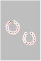Mother Of Pearl Button Red Thread Hoop Earrings