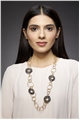 Shannon Blue Glass And Gold Rings Long Necklace
