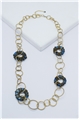 Shannon Blue Glass And Gold Rings Long Necklace