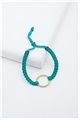 Gold Mini Ring Green Thread Bracelet