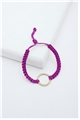 Gold Mini Ring Purple Thread  Bracelet