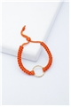 Gold Mini Ring  Orange Thread Bracelet