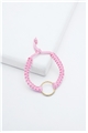 Gold Mini Ring Pink Thread Bracelet