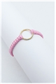Gold Mini Ring Pink Thread Bracelet