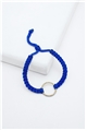 Gold Mini Ring Blue Thread Bracelet