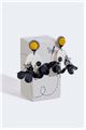 Monochrome Fushia Drop Earrings