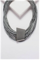 Matt Grey Pendant Layered Chord Necklace