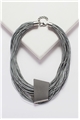 Matt Grey Pendant Layered Chord Necklace