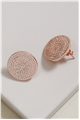 Circle Rose Gold Cubic Zirconia Stud Earrings