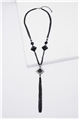 Onyx Gemstone Pendant Tassel Necklace