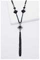 Onyx Gemstone Pendant Tassel Necklace