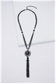 Heirloom Onyx Gemstone Pendant Tassel Necklace