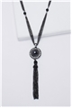 Heirloom Onyx Gemstone Pendant Tassel Necklace