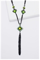 Sea Green Gemstone Pendant Tassel Necklace