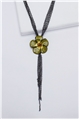 Olive Petal Enamel Pendant Tassel Necklace