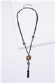 Rose Quartz Gemstone Pendant Tassel Necklace
