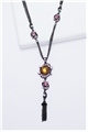 Rose Quartz Gemstone Pendant Tassel Necklace
