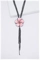 Blush Petal Enamel Pendant Tassel Necklace