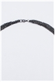 Blush Petal Enamel Pendant Tassel Necklace