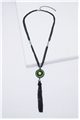 Heirloom Emerald Gemstone Pendant Tassel Necklace