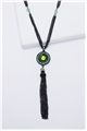 Heirloom Emerald Gemstone Pendant Tassel Necklace