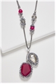 Rose Crystal Pendant Long Necklace