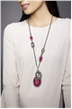 Rose Crystal Pendant Long Necklace