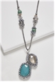Turquoise Crystal Pendant Long Necklace