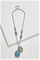 Turquoise Crystal Pendant Long Necklace